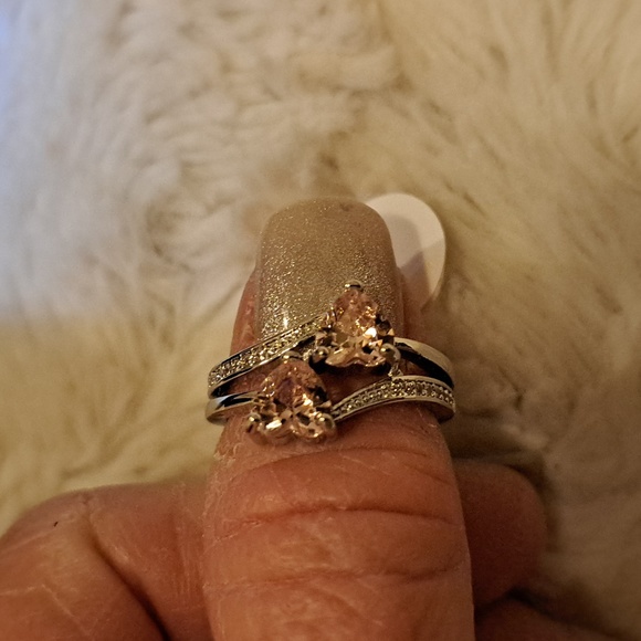 PINK TOPAZ ZIRCON HEART RING - Picture 3 of 3